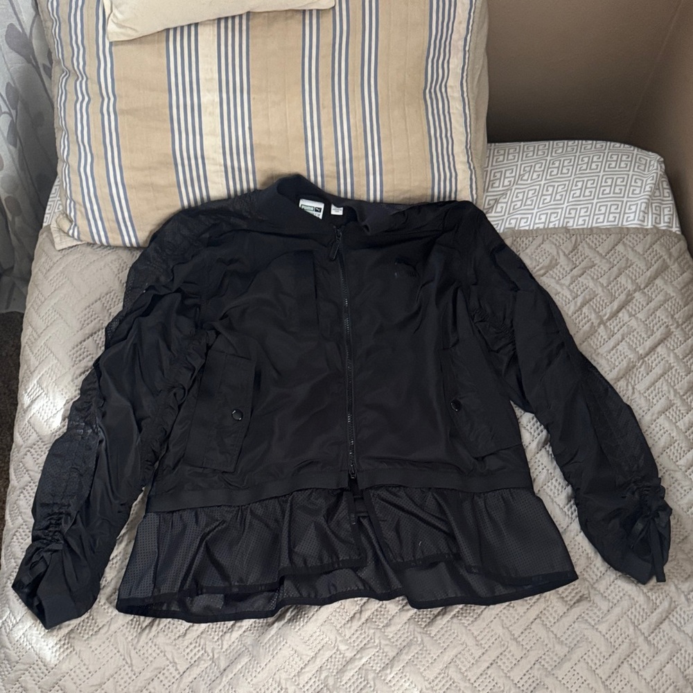 Puma Black Women's Lightweight Bomber Jacket with Mesh Hem